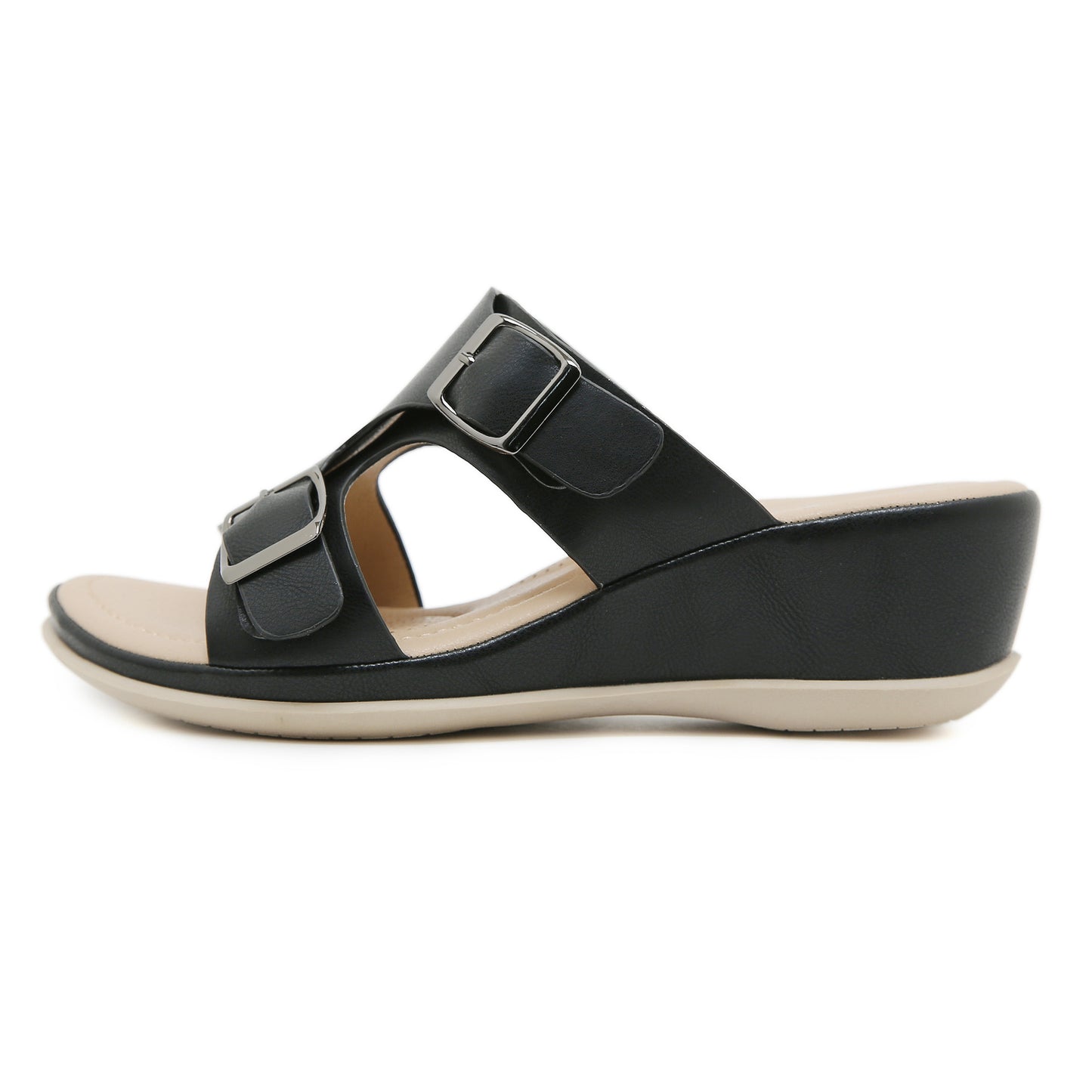 Women's Lightweight Simple Wedge Metal Buckle Plus Sandals