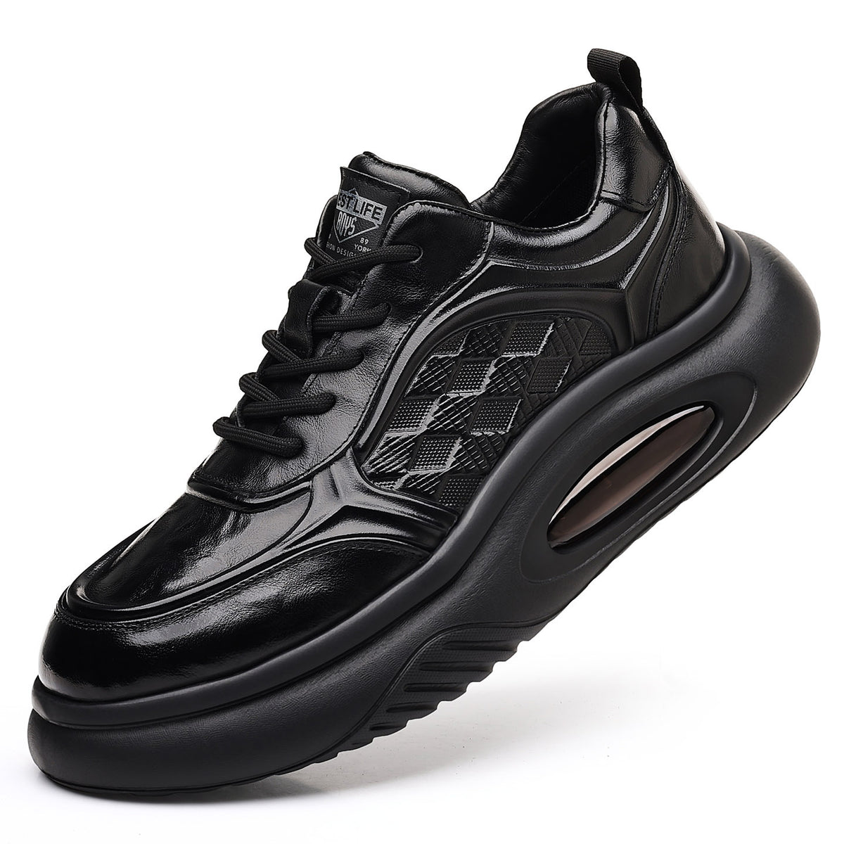 Men's First Layer Cowhide Thick Sole Increased Lightweight Pumps Trendy Sneakers