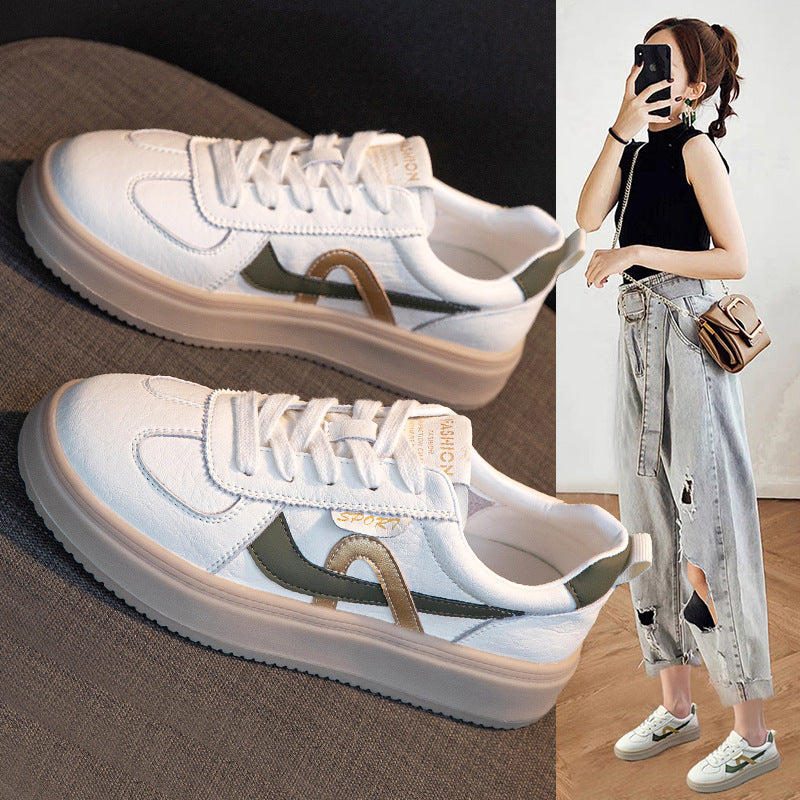 Women's White Autumn Breathable German Training Thick Casual Shoes