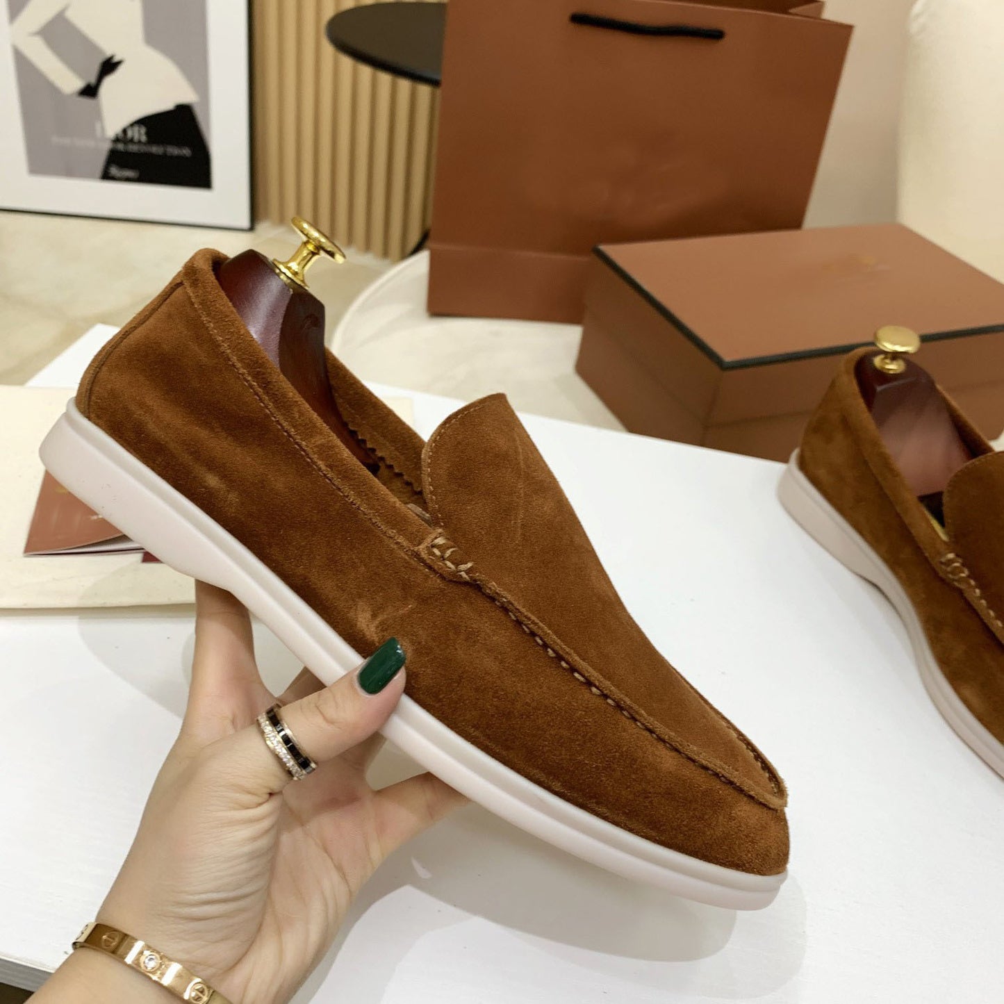 Women's & Men's High Slip-on Sheepskin Flat Large Size Loafers