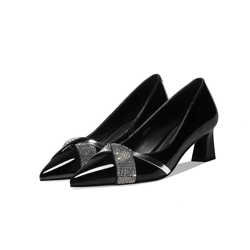 Women's Pointed Temperament High Comfortable Slip-on Cowhide Women's Fashion Shoes