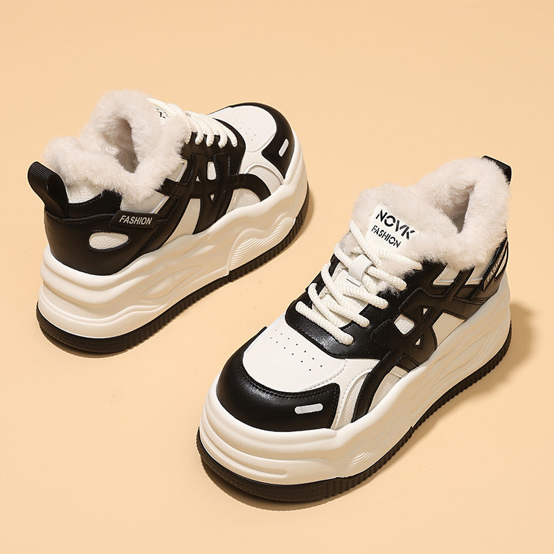 Women's Height Increasing Polyurethane Light White Fashion Breathable Versatile Women's Casual Shoes