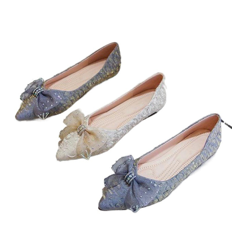 Pointed Flat Pumps Female Fairy Lei Casual Shoes