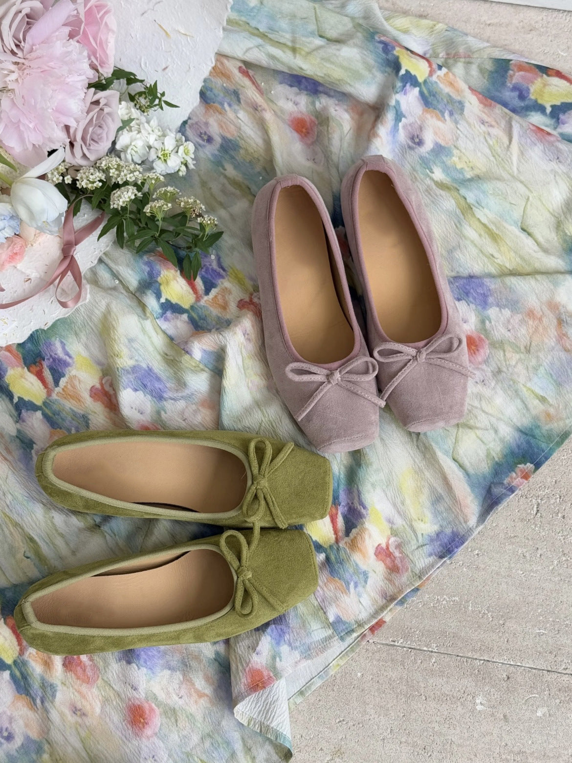 Women's Flat Suede Pumps Spring French Gentle Fairy Lady Heels