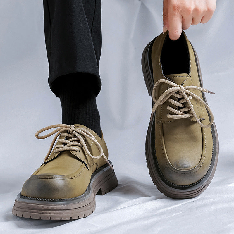 British Style Thick Bottom Fashion Trendy Men's Casual Leather Shoes