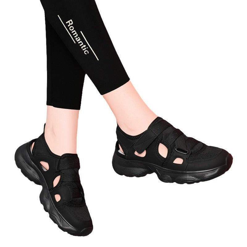 Women's Summer Korean Style Platform White Hollowed Toe Sneakers