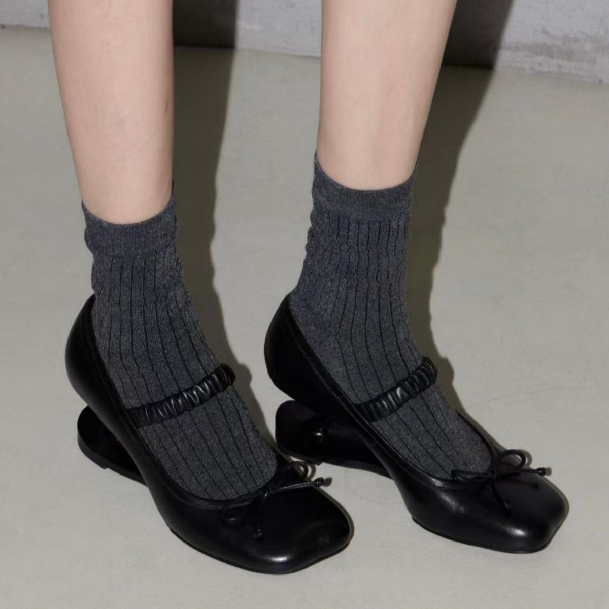 Style Retro Elegant High Fairy Suspension Profiled Bow Mary Heels