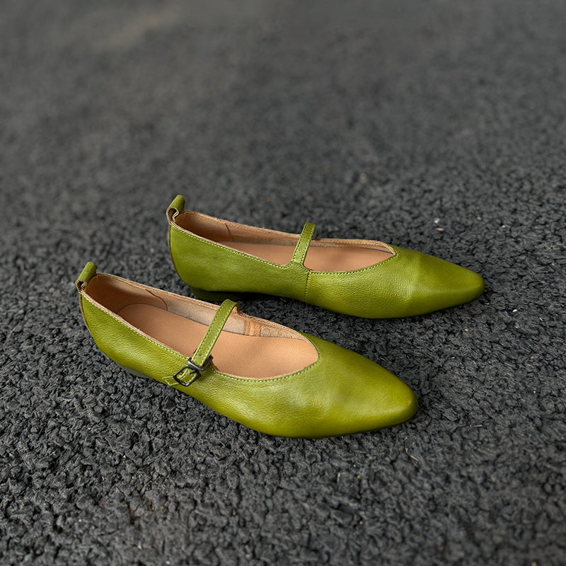 Women's Toe Buckle Flat Soft Bottom Surface Korean Women's Casual Shoes