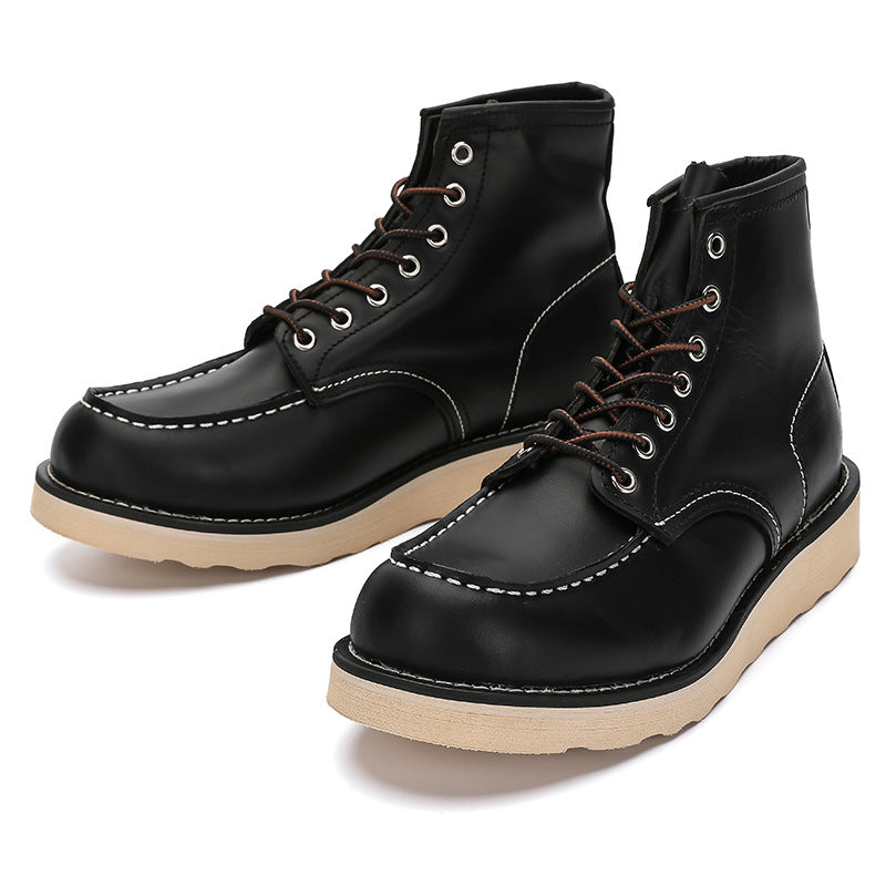 Men's Retro Short American Martin Round Toe Boots