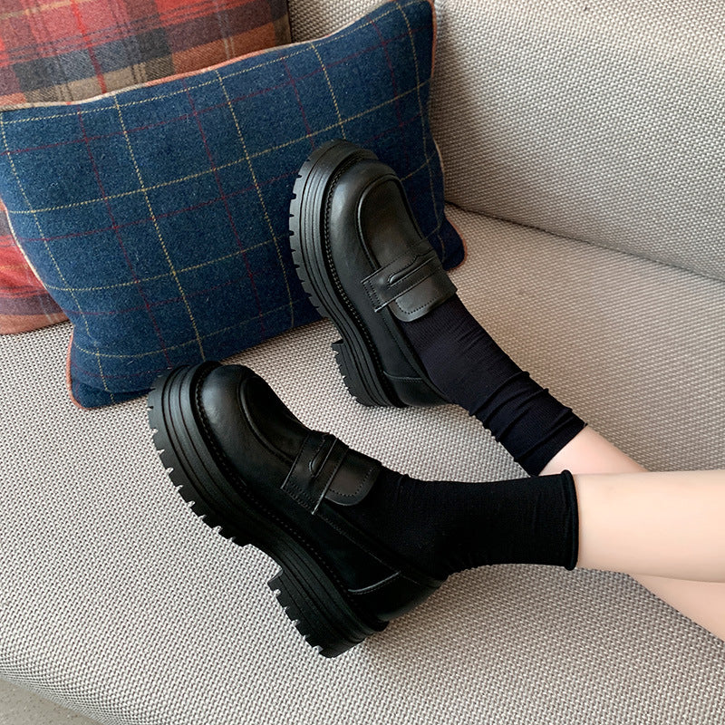Women's Fattened Round Toe Retro British Style Plus Loafers