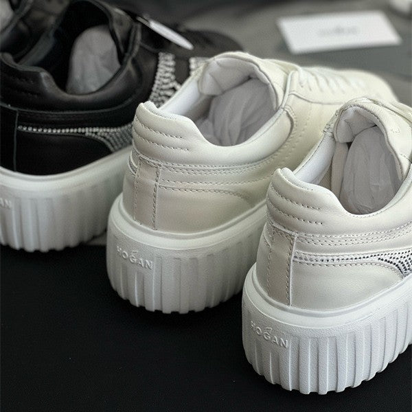 Women's Lace Color Block Lightweight Exercise Thick Sole Sneakers