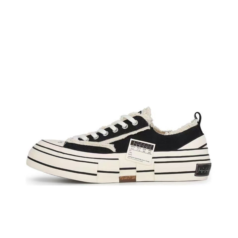 Beggar Vulcanized Hidden Platform Couple Real Canvas Shoes