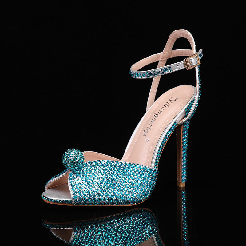 Women's Toe High Stiletto Low-cut Rhinestone Thin Women's Fashion Shoes