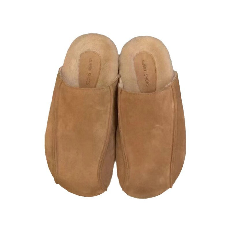 Women's Fleece-lined Platform Slip-on Lazy Pump Half Women's Shoes