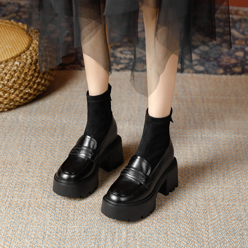 Women's Increasing Insole Veet Martin Short Thick-soled High Socks Heels