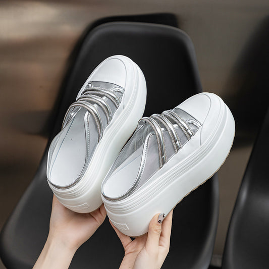 Women's Closed Toe Half Support Summer Thick Bottom Light Diamond Slippers