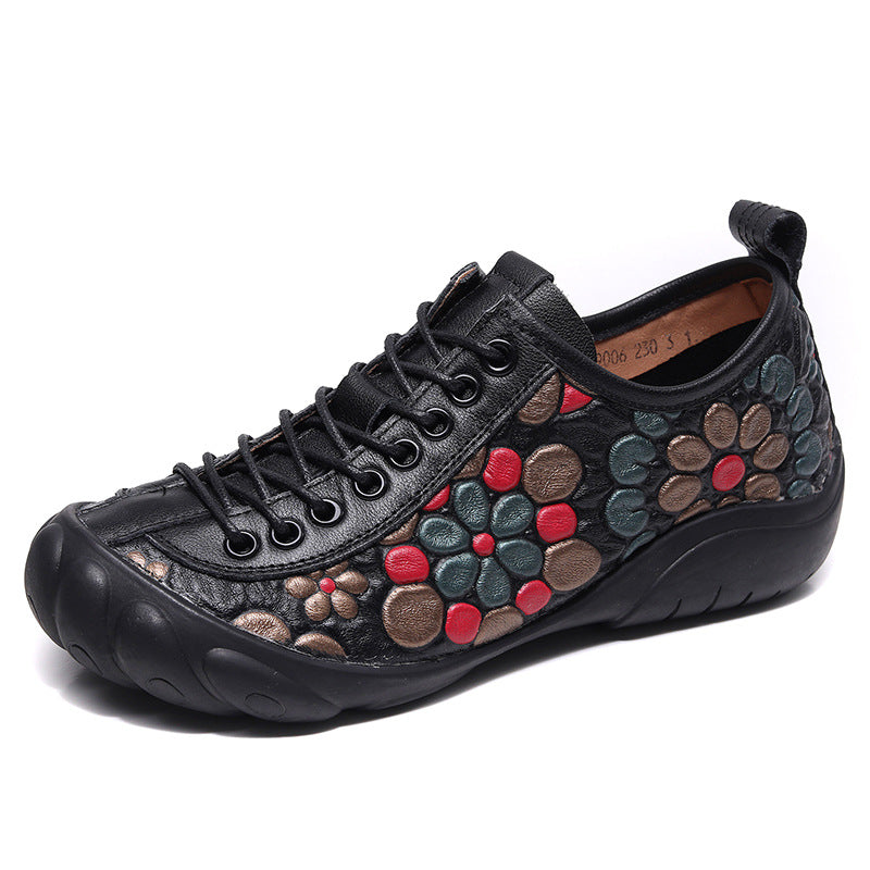 Women's Ethnic Style Retro Handmade Genuine Pumps Autumn Full Grain Cow Men's Shoes