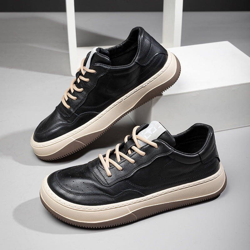 Men's British Style Head Tilt Small Soft Bottom Breathable Autumn Cowhide Men's Board Shoes