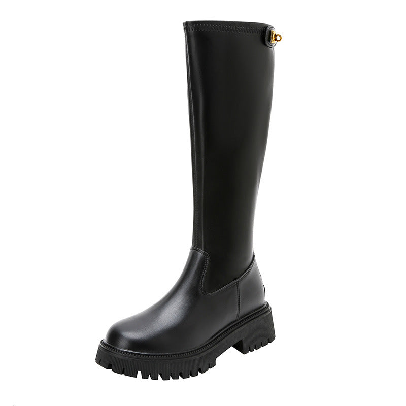 Women's Gold Lock High Leg Riding Small Women's Leather Boots