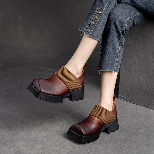 Women's Pumps First Layer Cowhide Woven Comfortable Casual Shoes