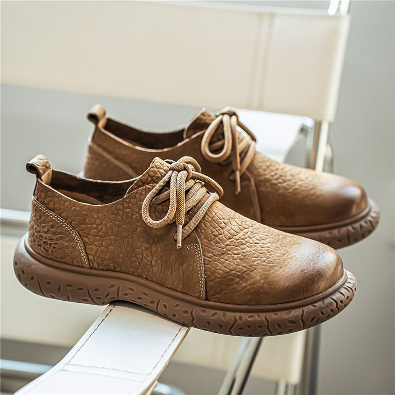 Men's Cowhide Flat Soft Surface Bottom Comfortable Breathable Men's Casual Leather Shoes