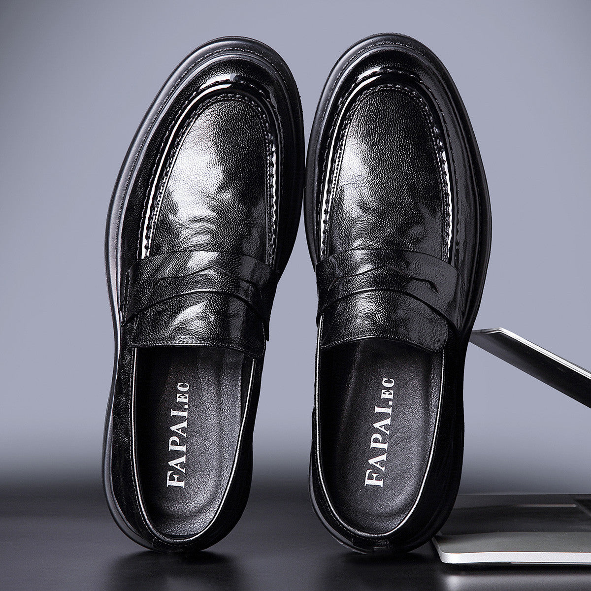 Men's Business Spring Slip-on Black Commuter Leather Shoes