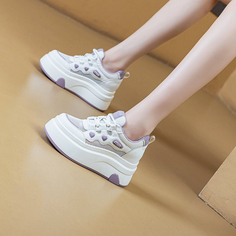 Women's Spring Platform Height Increasing Insole Korean Style Love White Men's Shoes