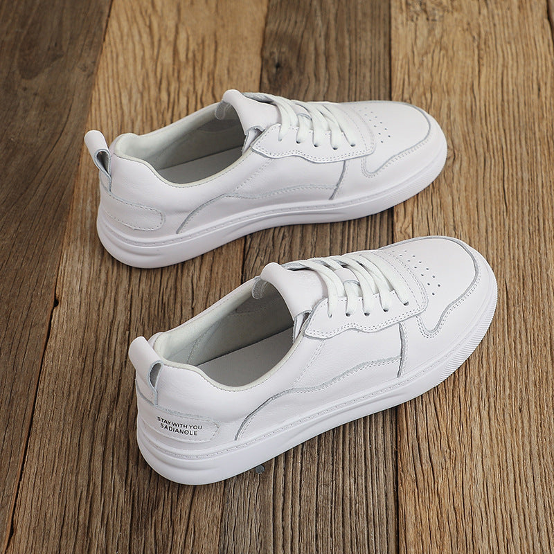Women's Top Layer Cowhide Summer Flat Sports Portable Men's Shoes