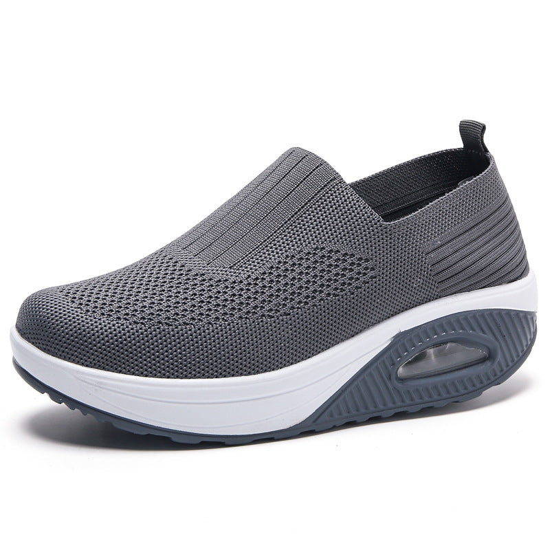 Women's Plus Size Slip-on Platform Air Cushion Mesh Casual Shoes