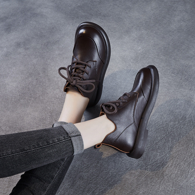 Women's Genuine England Style Martin V Cut Lace Up Booties Ankle Women's Leather Boots