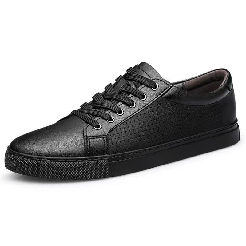 Women's & Men's Large Size White Cowhide Soft Bottom Sneakers