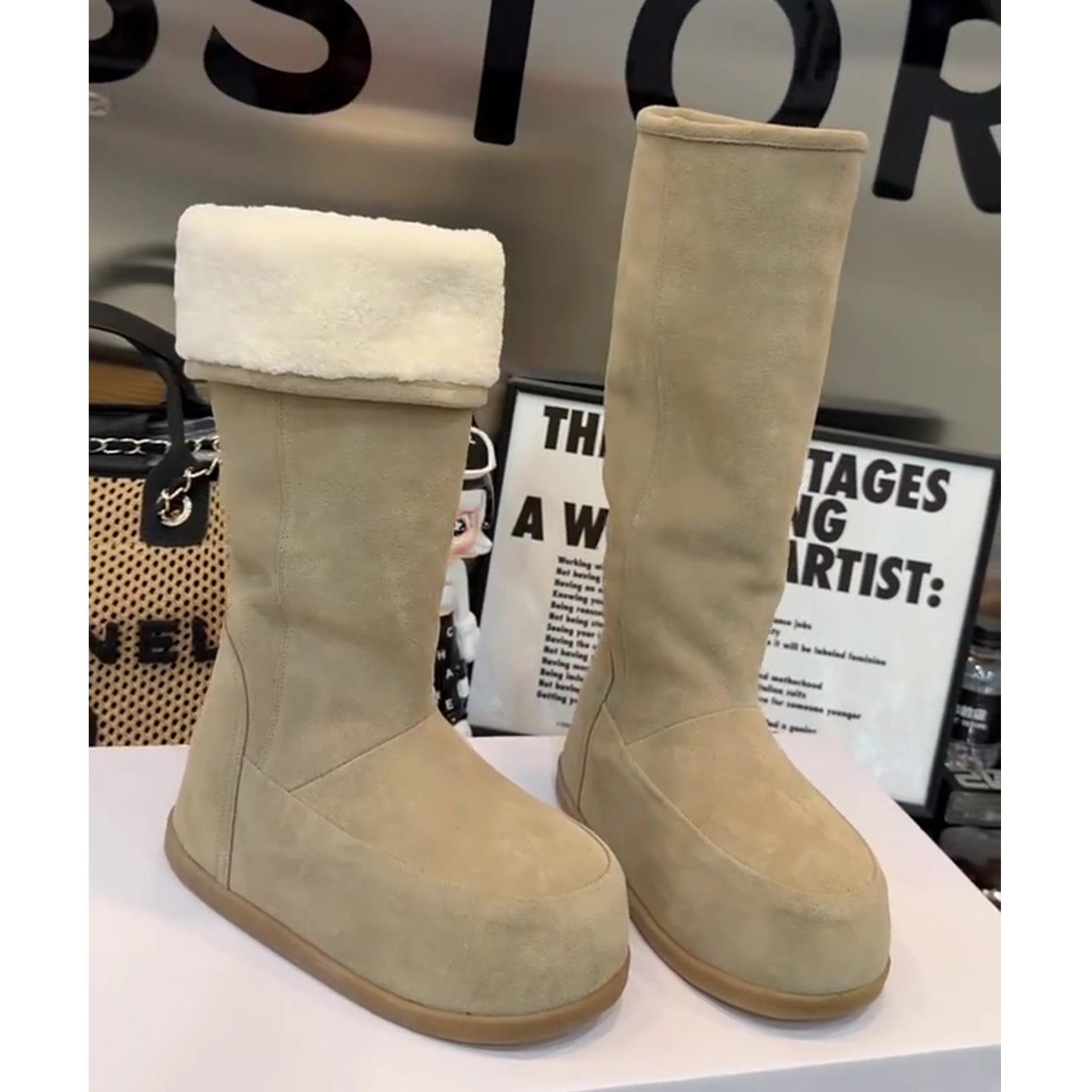 Women's Two-way Wear Flanging Thick Bottom Long Plus Veet Thickened High Boots
