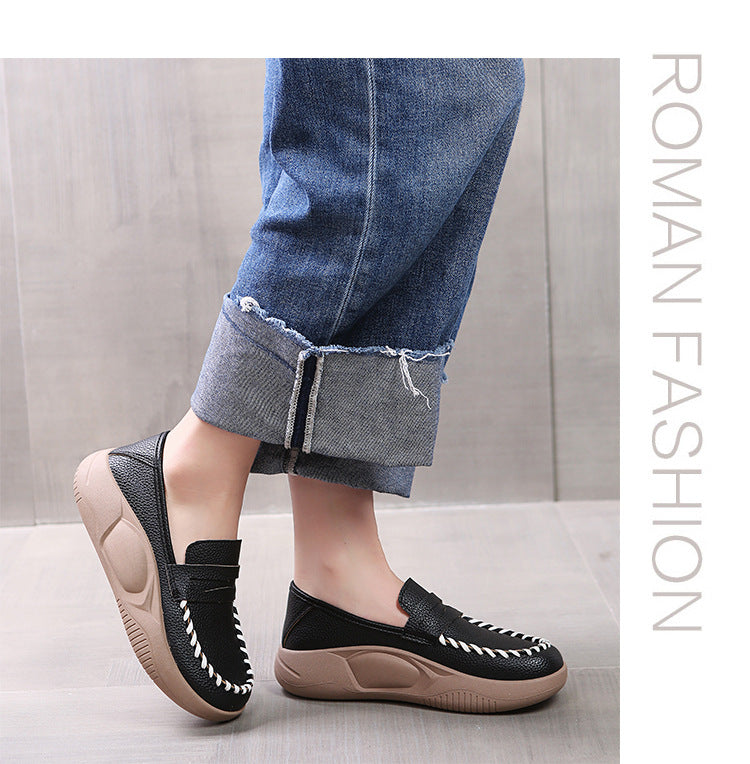 Women's Platform Soft Korean Style Slip-on Lofter Casual Shoes