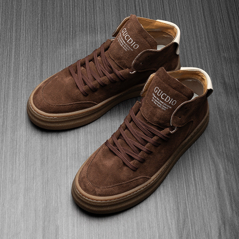 Men's First Layer Cowhide Board Matte Black Sneakers