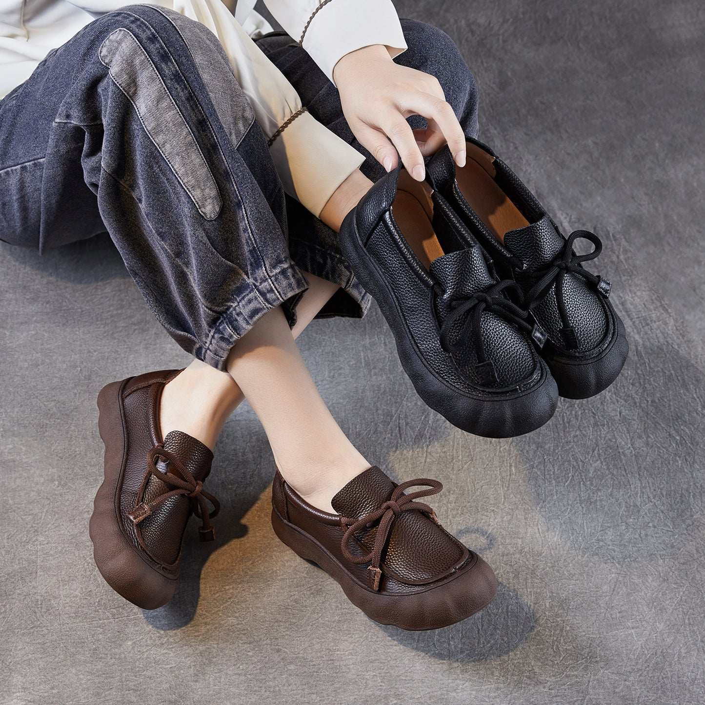 Women's Retro Handmade Genuine Soft Bottom Surface Women's Casual Shoes