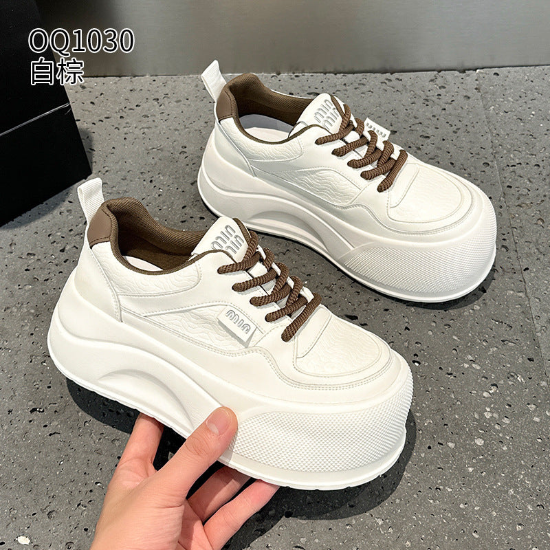 Women's Platform White Portable Small Fleece-lined Women's Board Shoes
