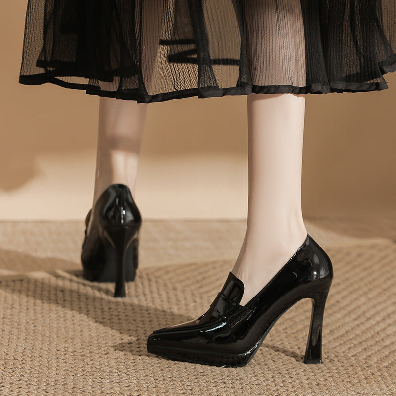 Women's Preppy Style Pointed Stiletto High Waterproof Platform Not Heels