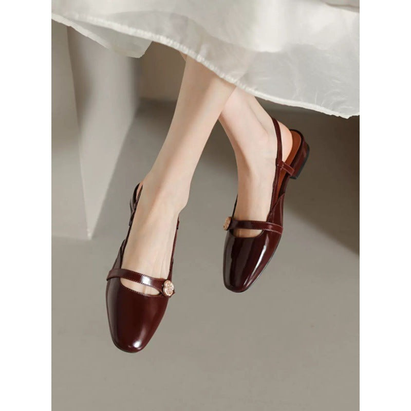 Women's Retro Chunky Camellia Closed Toe Summer Women's Shoes