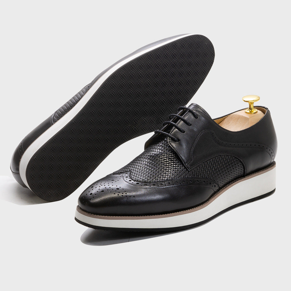 Men's Fashionable Pointed Toe Derby Woven Leather Shoes