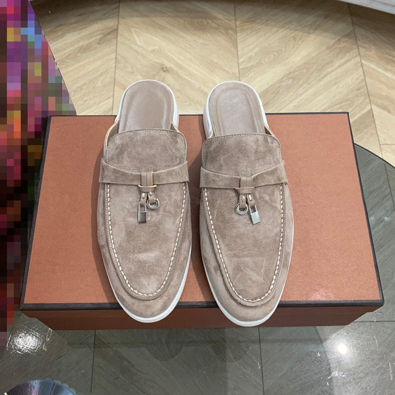 Toe Cap Semi French Comfortable British Flat Slippers