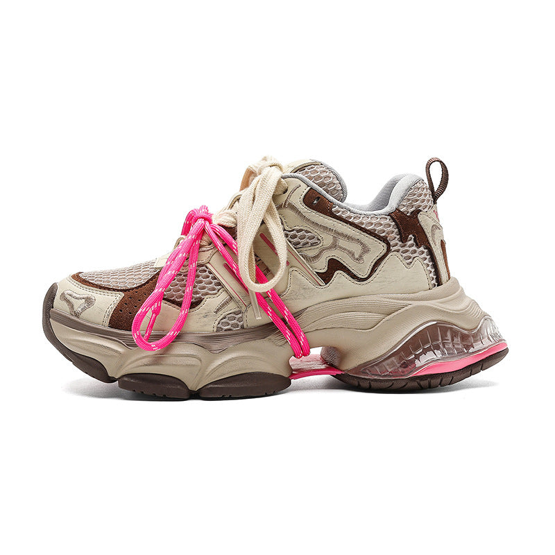 Women's Retro Clunky Thick-soled Suede Warm Binding Contrast Women's Sports Shoes
