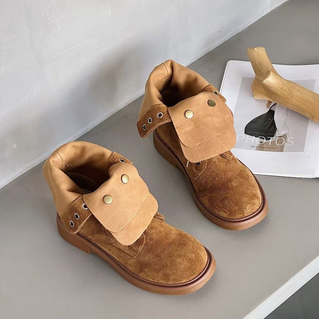 Women's Layer Cowhide Martin Autumn Green Spring Double Men's Shoes