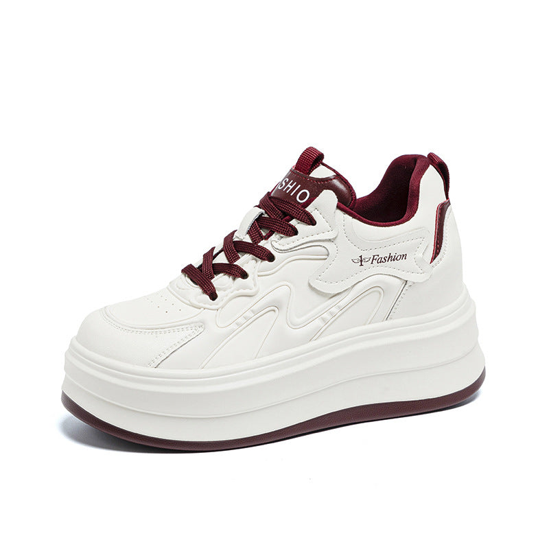 Women's Platform Height Increasing Insole Lightweight Fleece-lined White Women's Casual Shoes