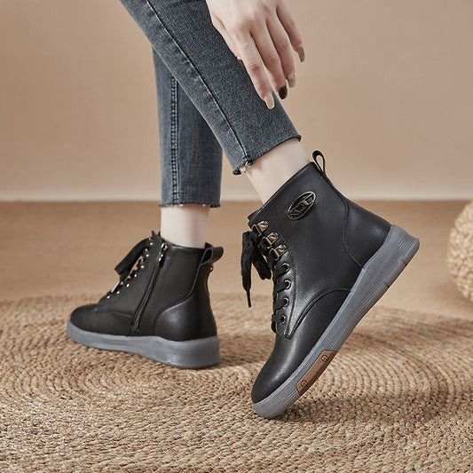 Women's Fleece-lined Martin Genuine Tendon Bottom Ankle Boots