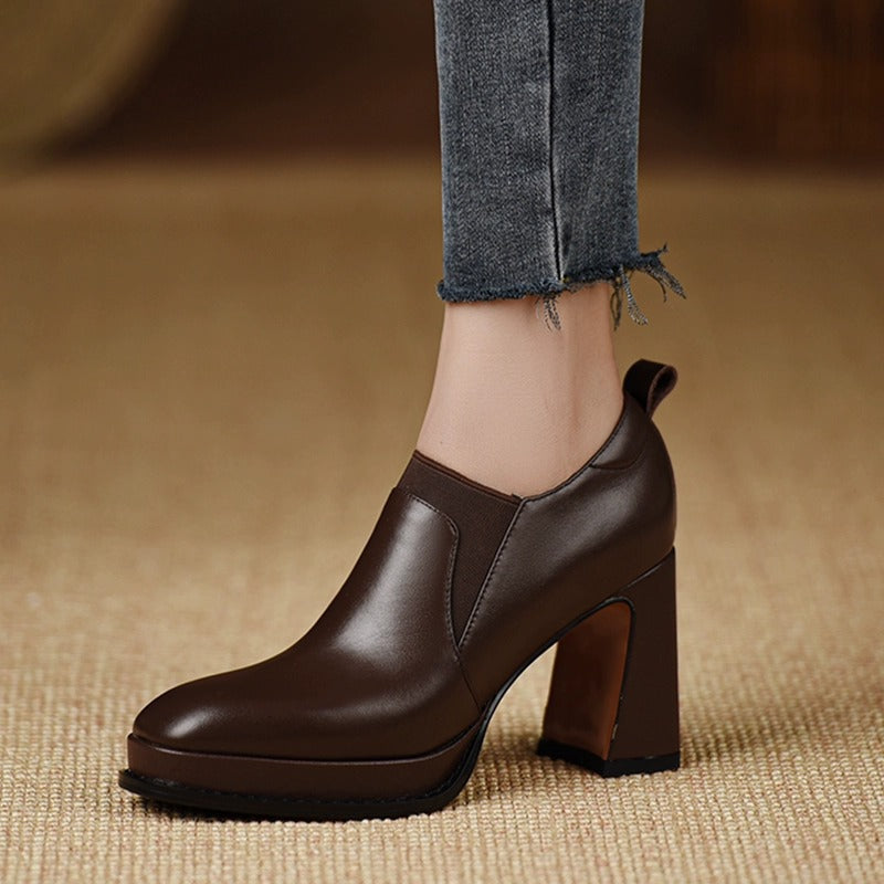 Women's High Deep Mouth Round Toe Pumps Chunky Soft Bottom Comfortable Women's Fashion Shoes