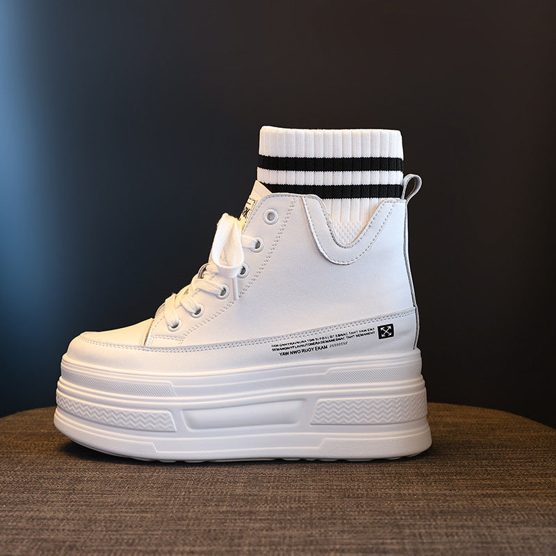 Women's Hidden White Platform Korean Short Sock Muffin Women's Cotton Shoes