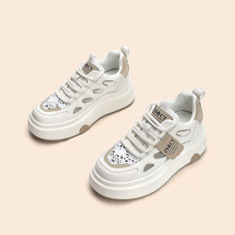 Women's Spring Hidden White Genuine Breathable Sports Sneakers