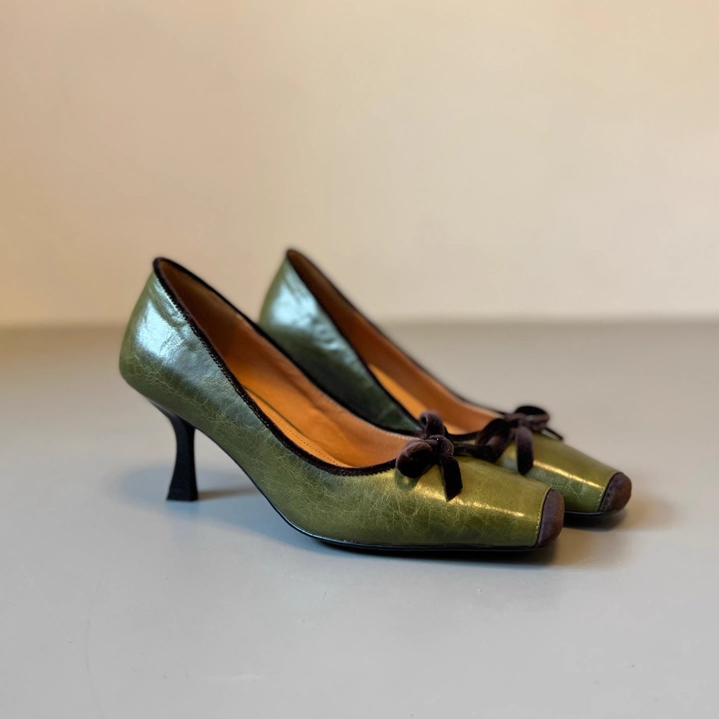 Women's Elegant Stiletto Low-cut Bowknot Square Toe Avocado Women's Shoes
