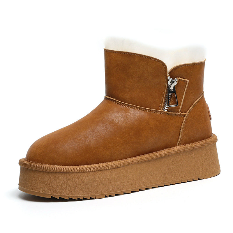 Women's Genuine Wool For Thick Bottom Fleece-lined Cotton Outer Wear Snow Boots