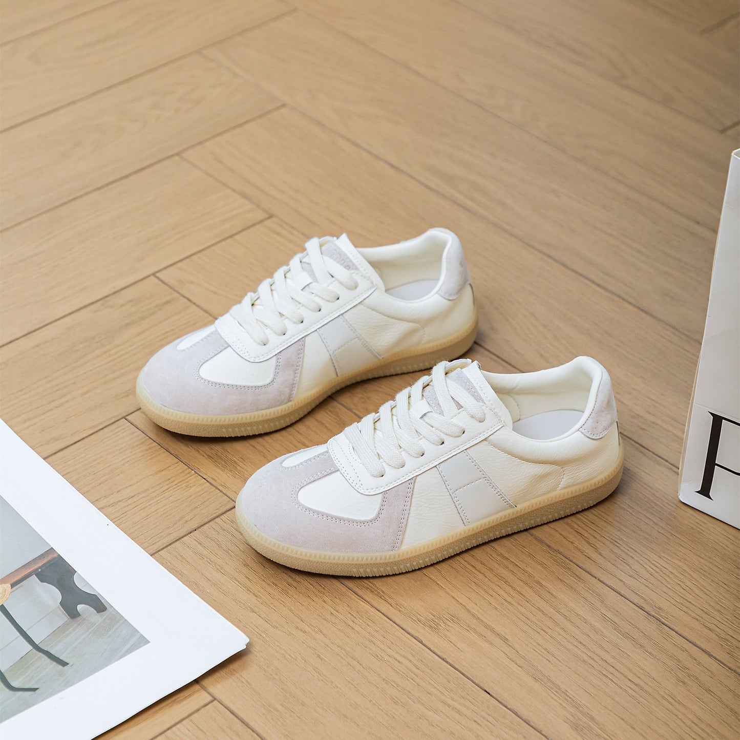 Women's Classic Genuine German Training Flat White Autumn Sneakers